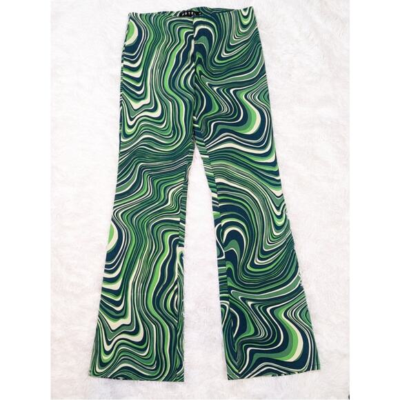 Motel Rocks Coban Trouser Ripple Retro Bootcut Low Rise Low Waist Pants Green XS - Picture 11 of 12